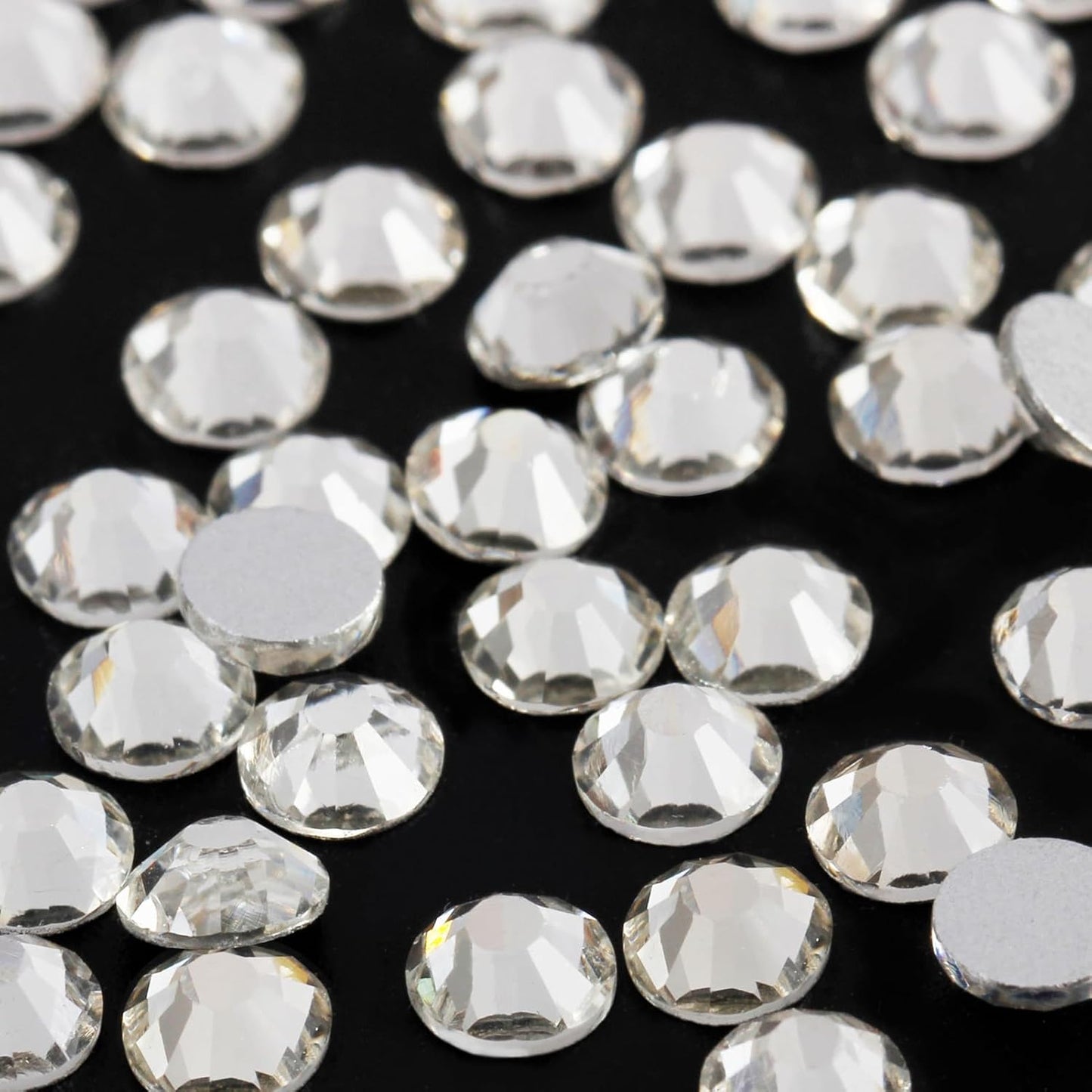 2000PCS SS12 Flatback Rhinestones | 12-Facet Diamond-Cut Glass Gems for Nail Art, Clothing, DIY Crafts |Glue-On Decoration Stones with Silver Backing(Crystal)