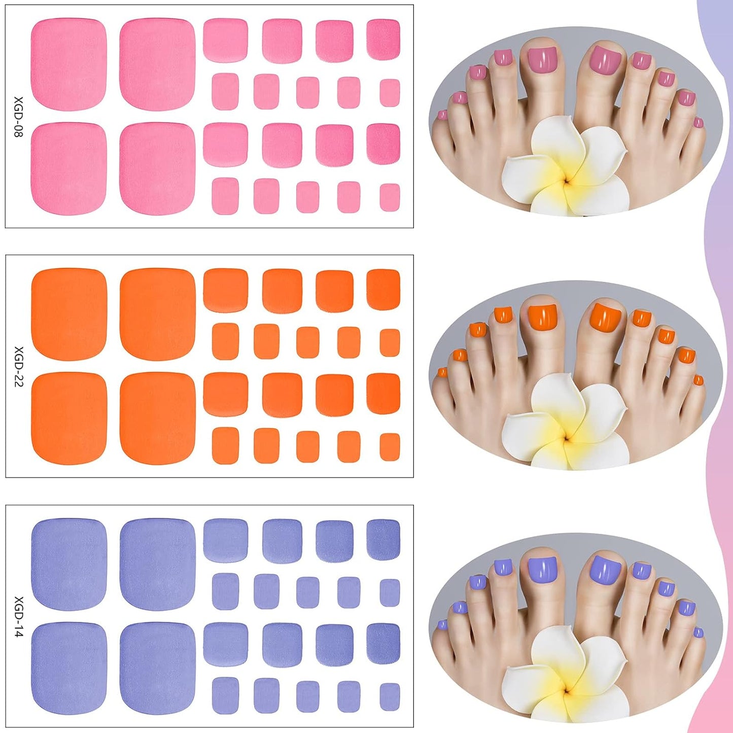 Maitys 352 Pieces 16 Sheets Toenail Polish Stickers Strips Adhesive Toe Nail Wraps Full Wraps Polish Strips DIY Manicure Decal with 2 Pieces Nail Files(Vibrant Color)