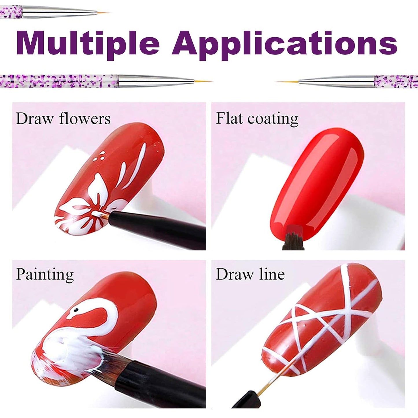 Nail Stamper Nail Art Brushes - French Tip Nail Stamp Clear Nail Art Stamper Jelly with Scraper, 3pcs Nail Pen Brushes, Soft Silicone Stamper Printer DIY French Tip Nail Stamping (3Pcs)