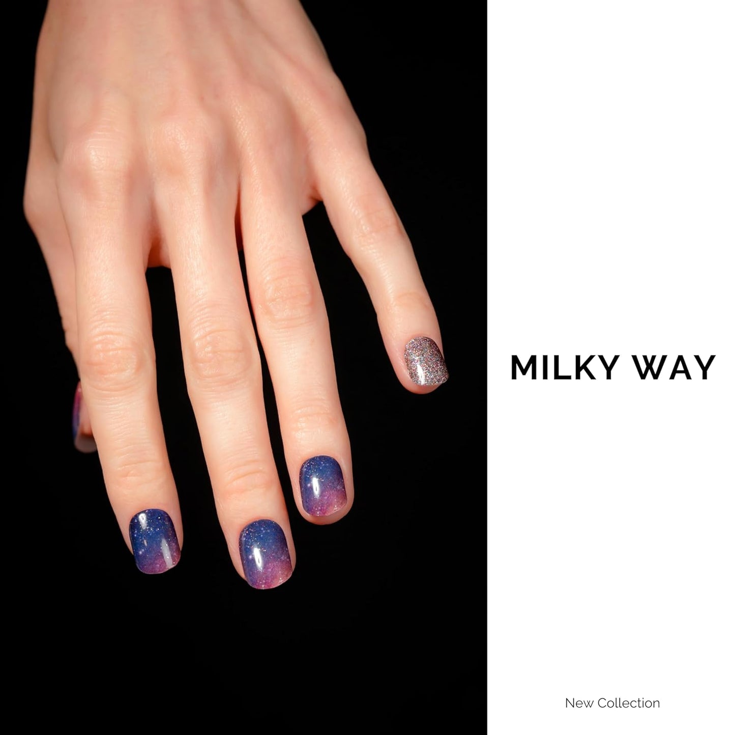 NAILOG Semi Cured Gel Nail Strips 34 pcs| Buy 2 Get 1 UV Lamp | Long Lasting Nail Polish Sticker Wraps with Glossy Gel Finish, Milky Way