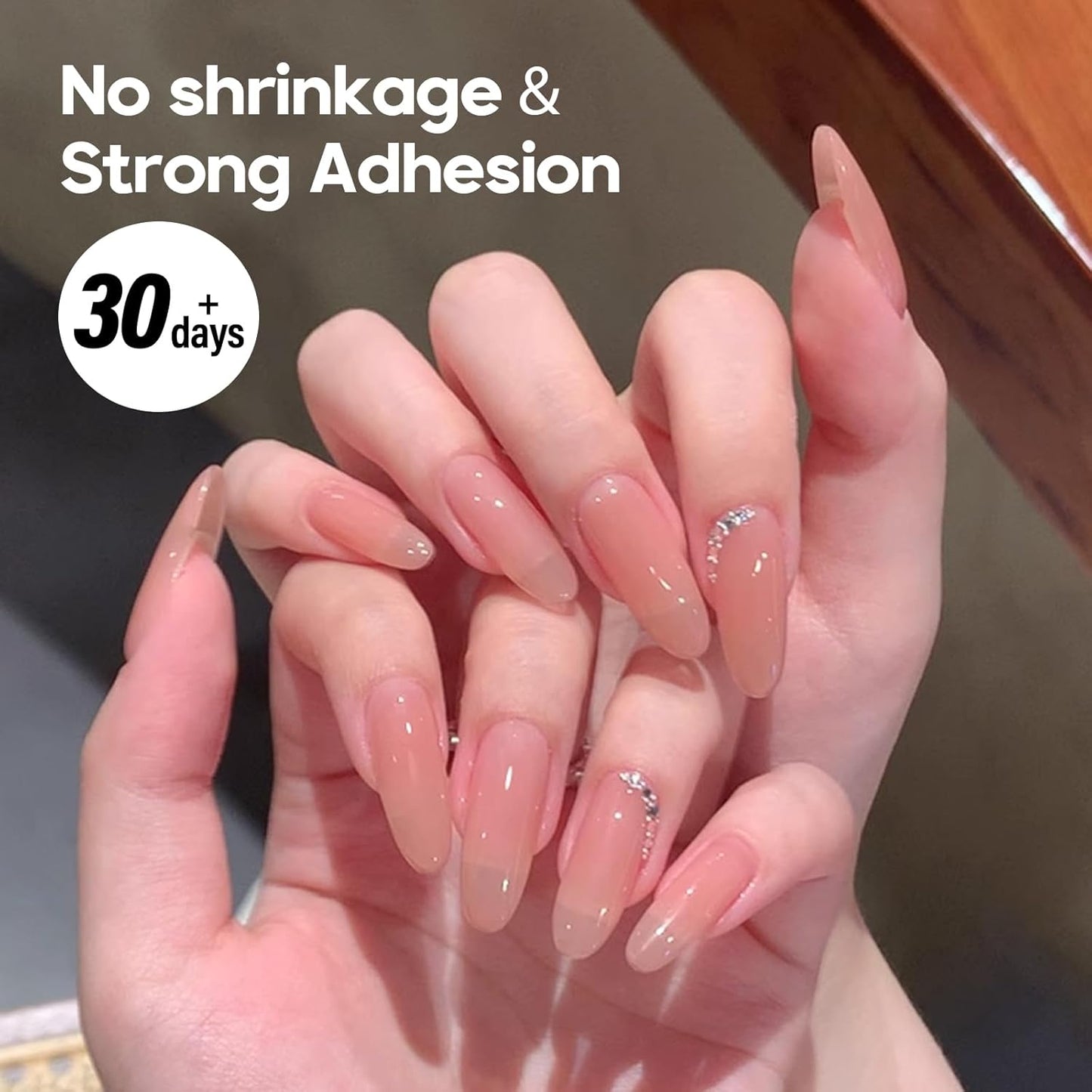 ADHERE Ultra Strong Base Coat for Nail Charms & Press on Nails, 15ml Long-Lasting Gel Polish, Soak Off LED Lamp UV Clear Foundation for Salon & DIY Art Design Manicure