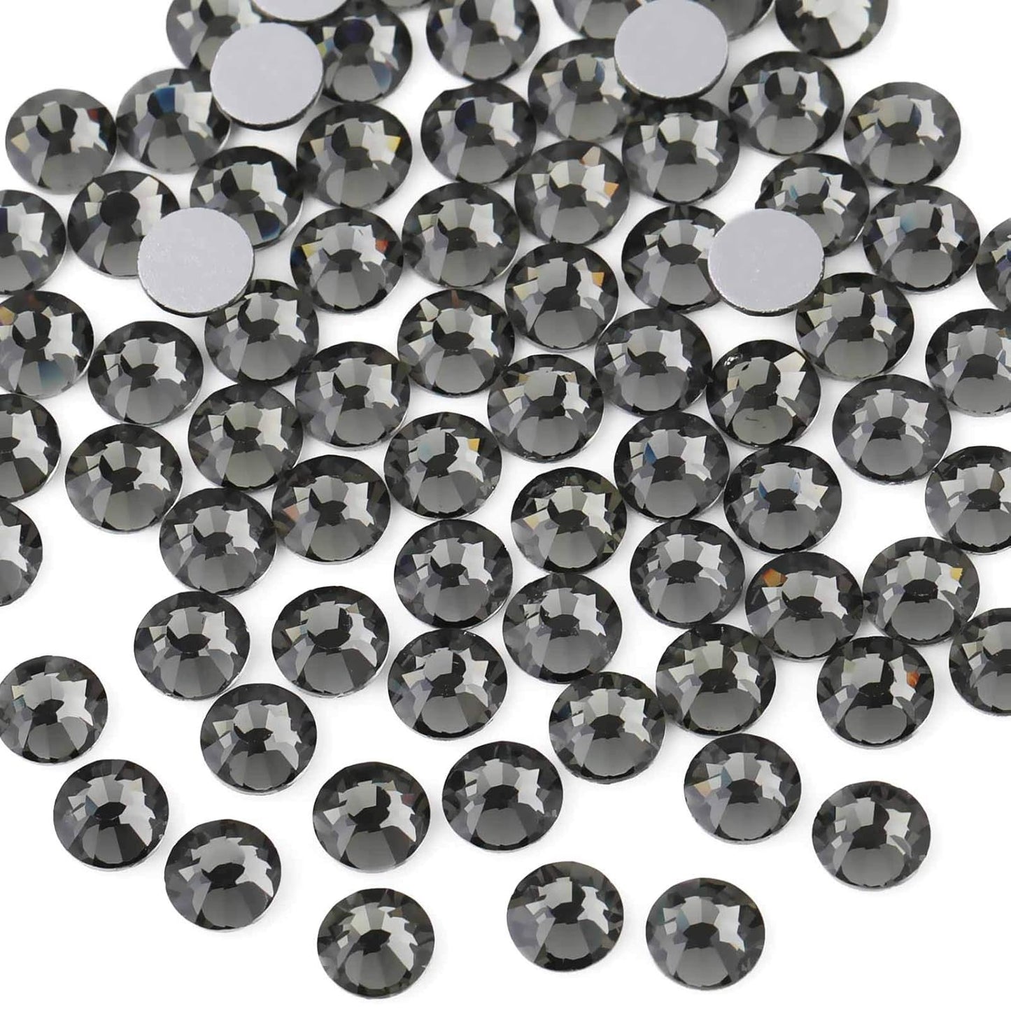 beadsland Flat Back Crystal Rhinestones Round Gems for Nail Art and Craft Glue Fix,Black Diamond (1.9-2.0mm) SS6/1440pcs