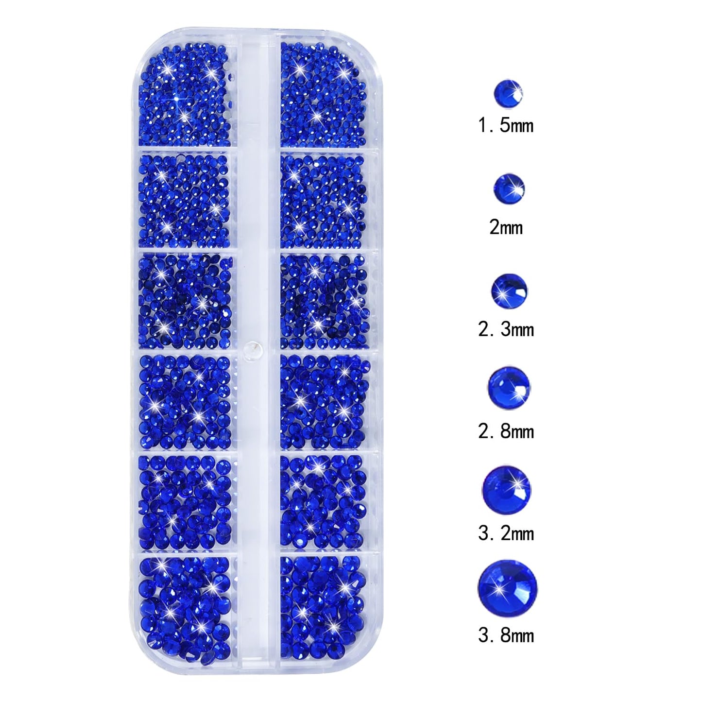 HNUIX Nail Rhinestones - 3D Multi Shape Size, Blue Nail Gems, Flat Back, with Kit, for Nail Art, DIY Decorations