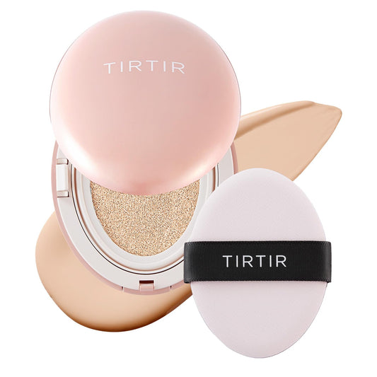 TIRTIR Mask Fit All Cover Pink Cushion Foundation | High coverage, Velvety Matte Finish, Lightweight, Flawless, Corrects Redness, Korean Cushion (#15C Fair Porcelain, Full Size, 0.63 Fl Oz)