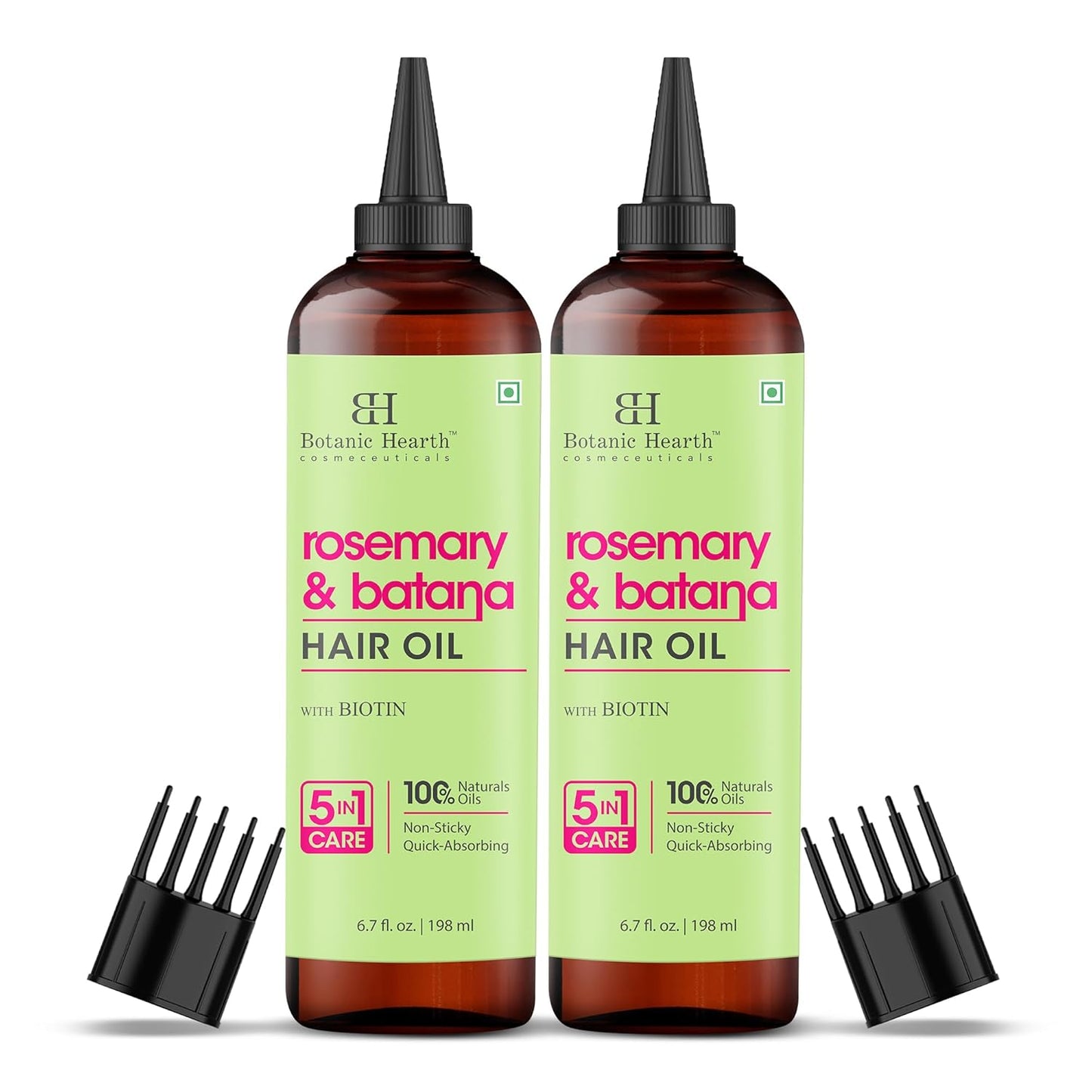 Botanic Hearth 100% Pure Rosemary Batana Hair Oil (2fl oz-Pack of 2) with Biotin |Hair Oil Repairs Dry Damaged Hair, Strengthening, Healthier Hair- Hair Tonic