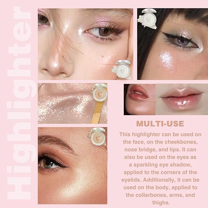 Glitter Sparkly Face Highlighter Makeup Palette Shimmer Radiant Glow Illuminator Iluminadores de Maquillaje 6g (01 Diamond Shine)