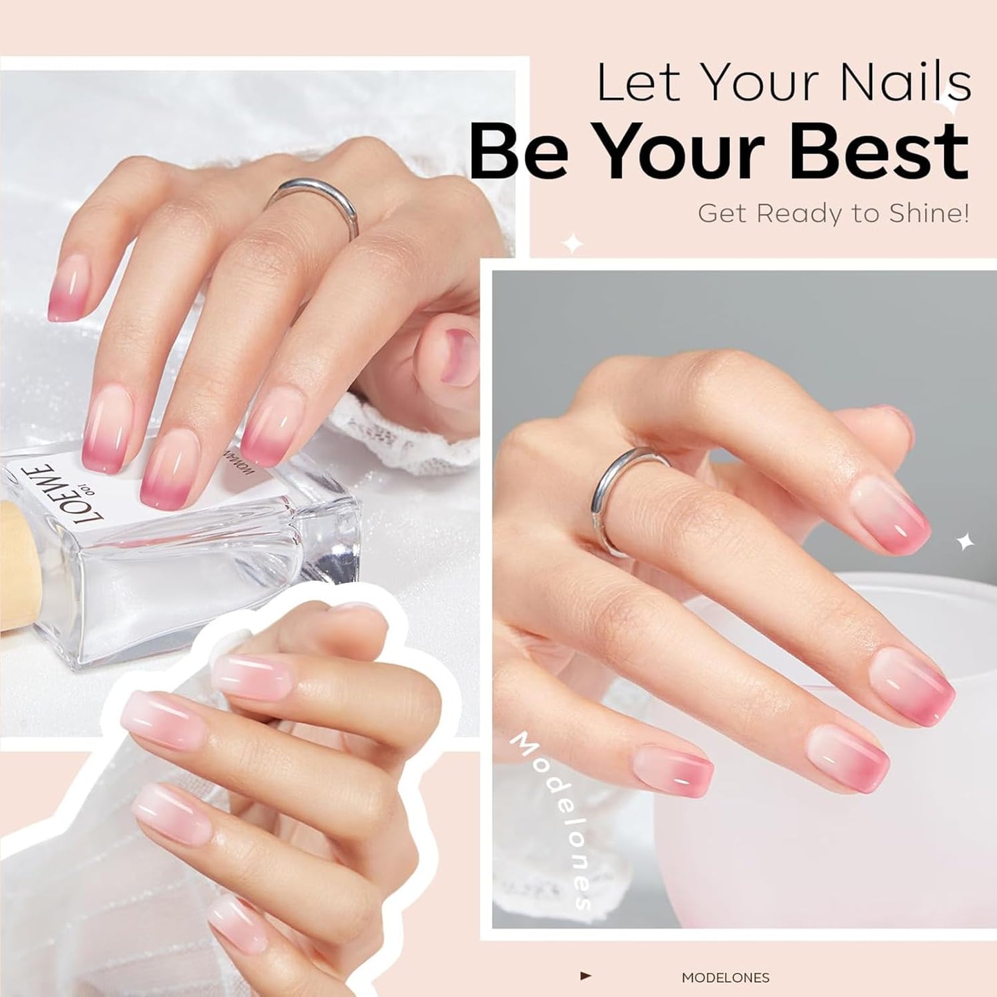 modelones Gel Nail Polish Set, 6 Colors Jelly Gel Polish White Nude Pink Neutral Translucent Nail Polish Soak Off LED Lamp Cured Soapnails Manicure Salon DIY Girl Women Gift