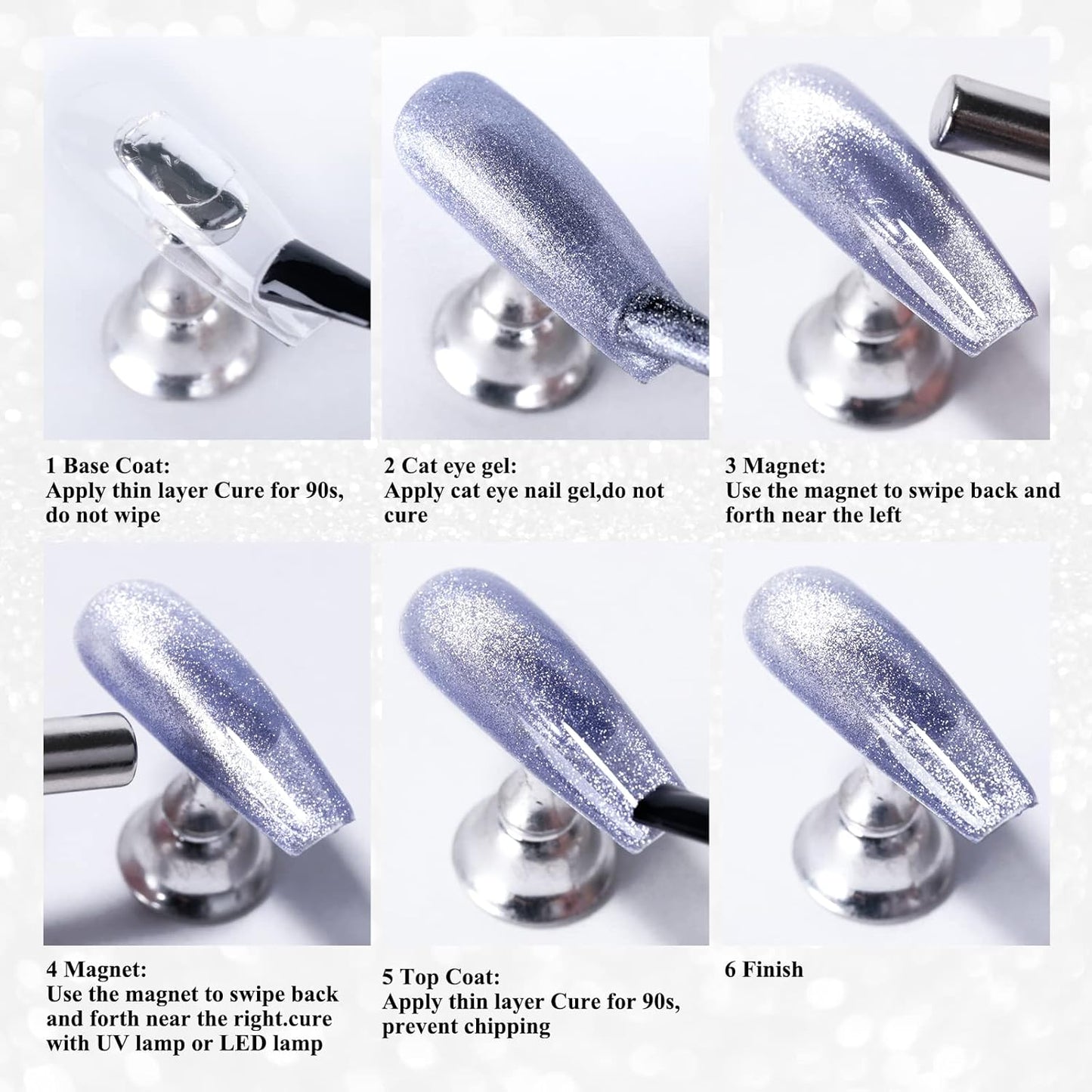 Imtiti Champagne Gold Gel Nail Polish,0.5fl oz Holographic 9D Cat eyes Glitter Magnetic Gel Polish UV Gel Nail Polish with Magnetic Stick for Nail Salon