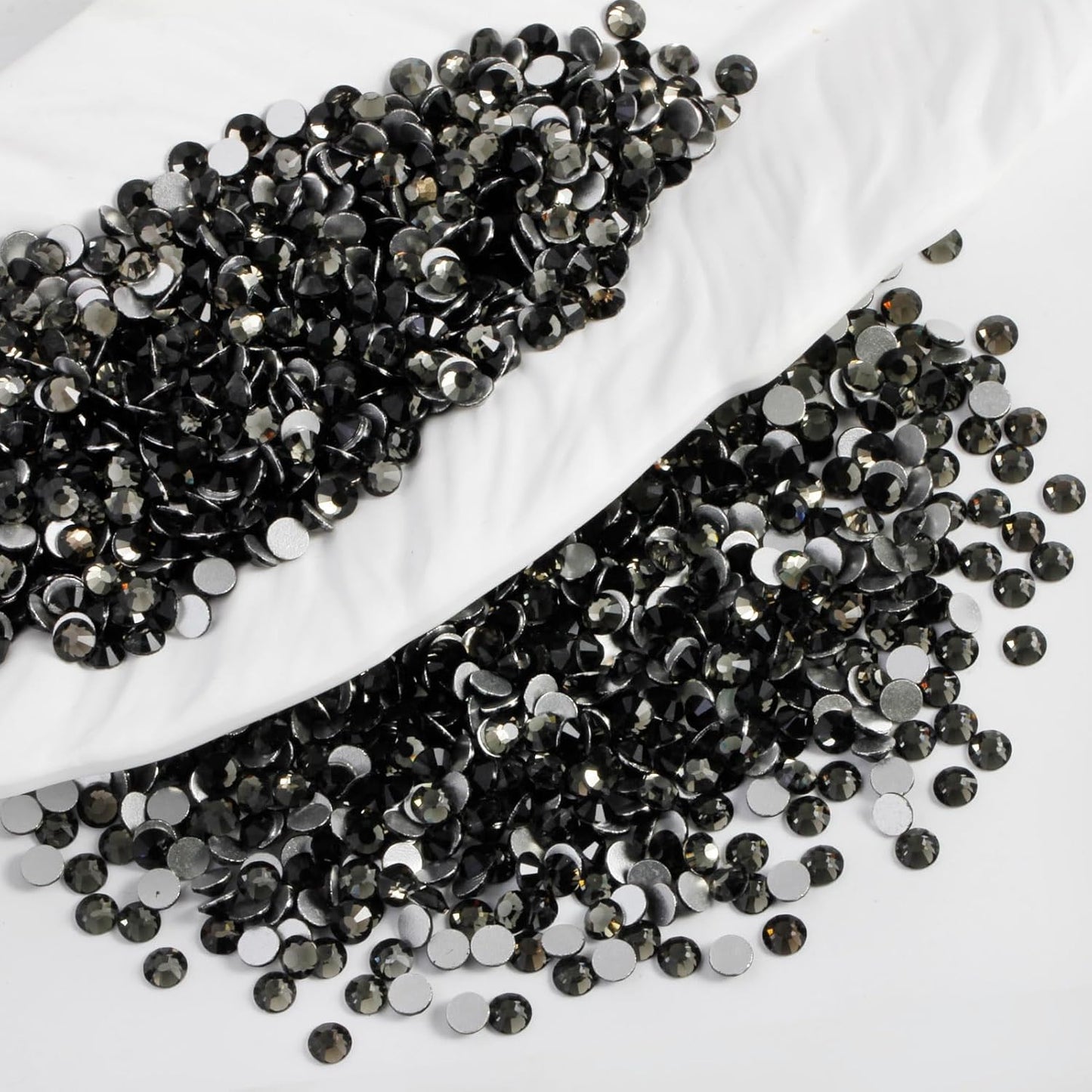 3000PCS SS8 Flatback Rhinestones | 12-Facet Diamond-Cut Glass Gems for Nail Art, Clothing, DIY Crafts |Glue-On Decoration Stones with Silver Backing(Black Diamond)