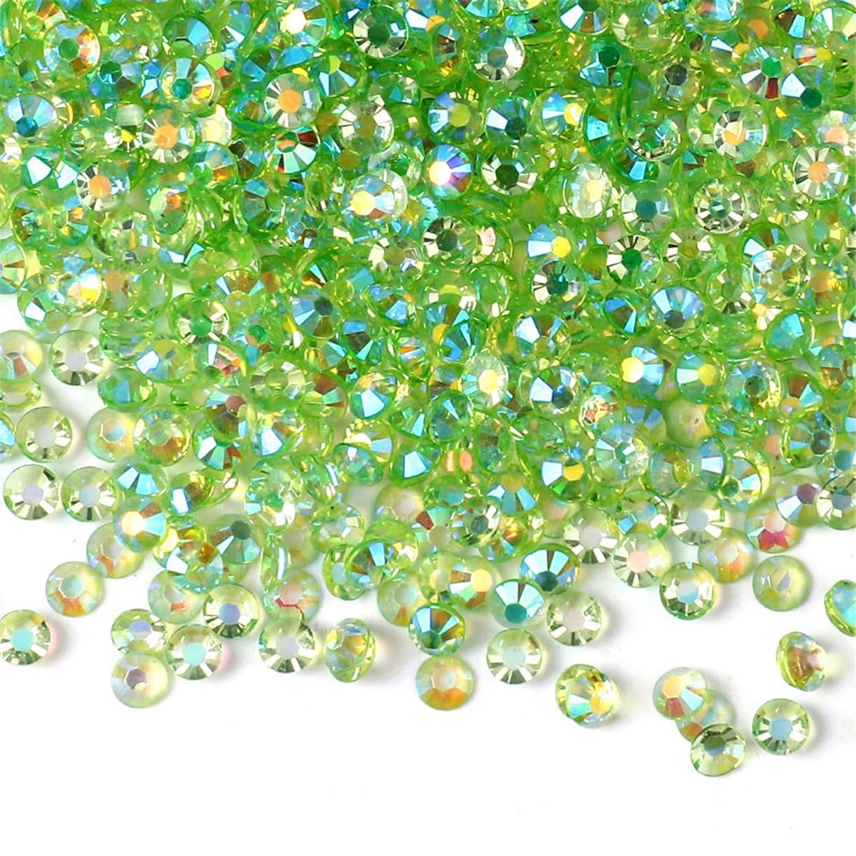 3000 Pieces SS6 2mm Flatback Rhinestones AB Clear Round Gems Crystals for Nail Art DIY Crafts Clothes Shoes Bags （Transparent Light Green AB）