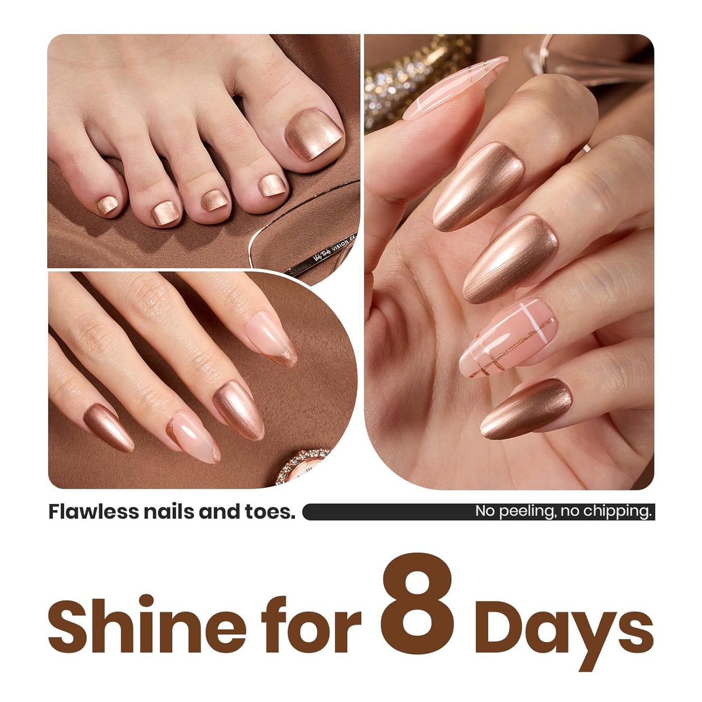 Beetles Glitter Nail Polish - 15ml Fast Drying & Long Lasting Bronzer Gold Nail Lacquer Finish for Women