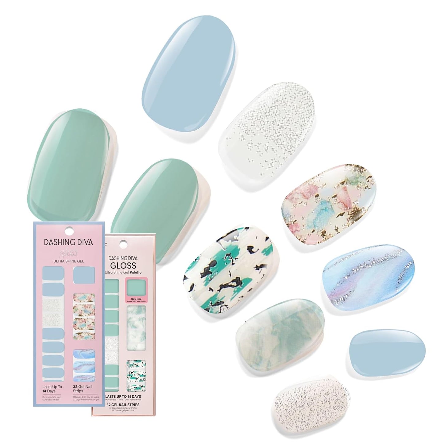 Dashing Diva Gloss Nail Strips Bundle - The Quartz Collection- Spiritual Journey & Desert Quartz - UV Free, Chip Resistant, Long Lasting Gel Stickers - Contains 2 Sets