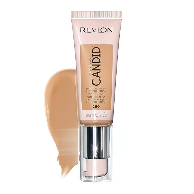 Revlon PhotoReady Candid Natural Finish Foundation, with Anti-Pollution, Antioxidant, Anti-Blue Light Ingredients, 260 Chai, 0.75 fl. oz.