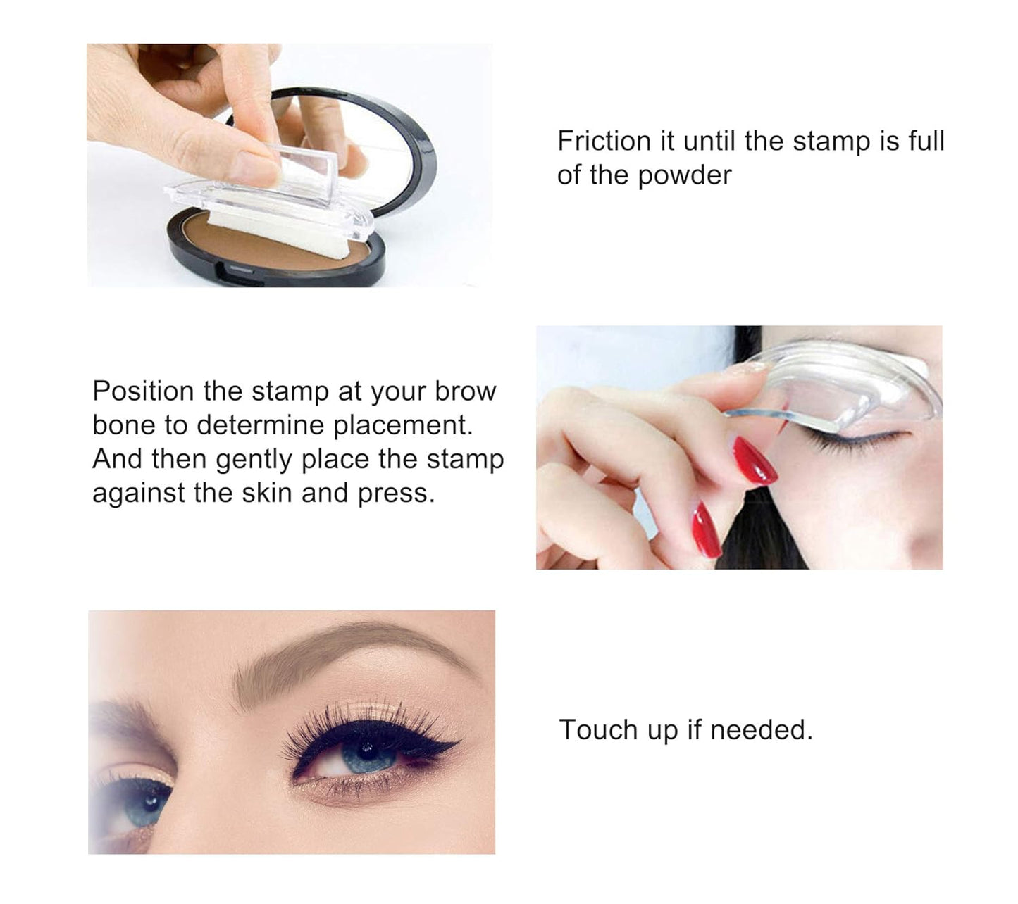 Boobeen Eyebrow Seal Stamp Powder - Waterproof 3 Seconds Eye Make Up Nature Coloring Kit - Creates Natural Looking Brows for Makeup Beginners