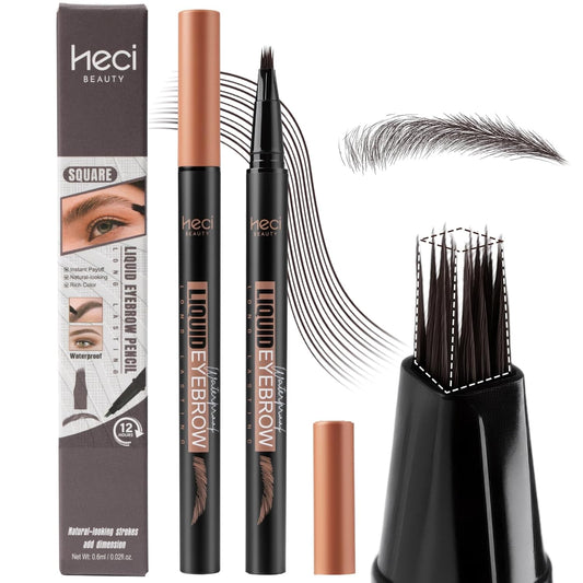 Microblading Eyebrow Pen Hair Stroke Brush, Waterproof Liquid Eyebrow Pencil for Women, Shapes & Fills Hair-Like Looking Brows, 24hrs Long-Lasting, Easy to Use, Multiple Uses, Gifts for Her,Chocolate