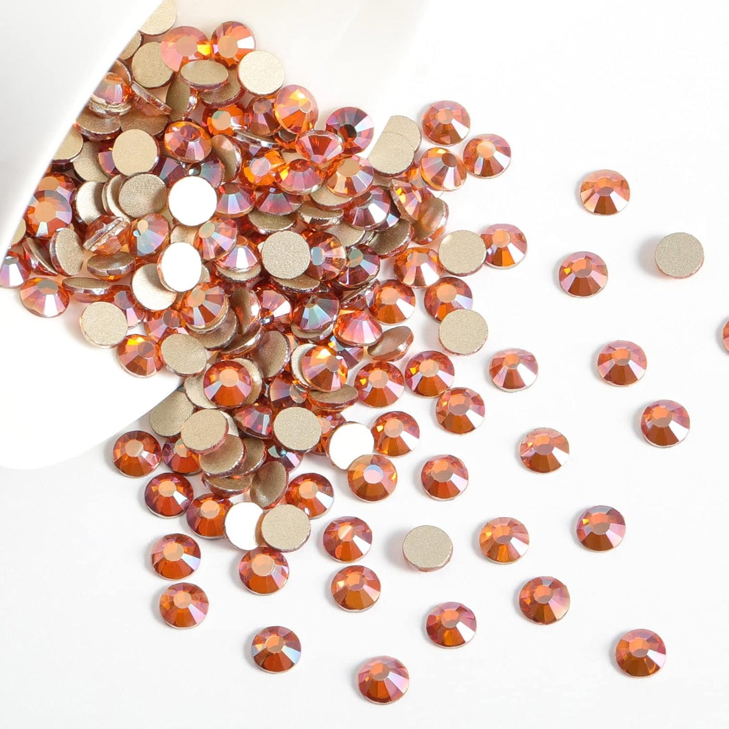 Beadsland 2880pcs Flat Back Crystal Rhinestones Round Gems for Nail Art and Craft Glue Fix,Amber,SS4,1.5-1.7mm