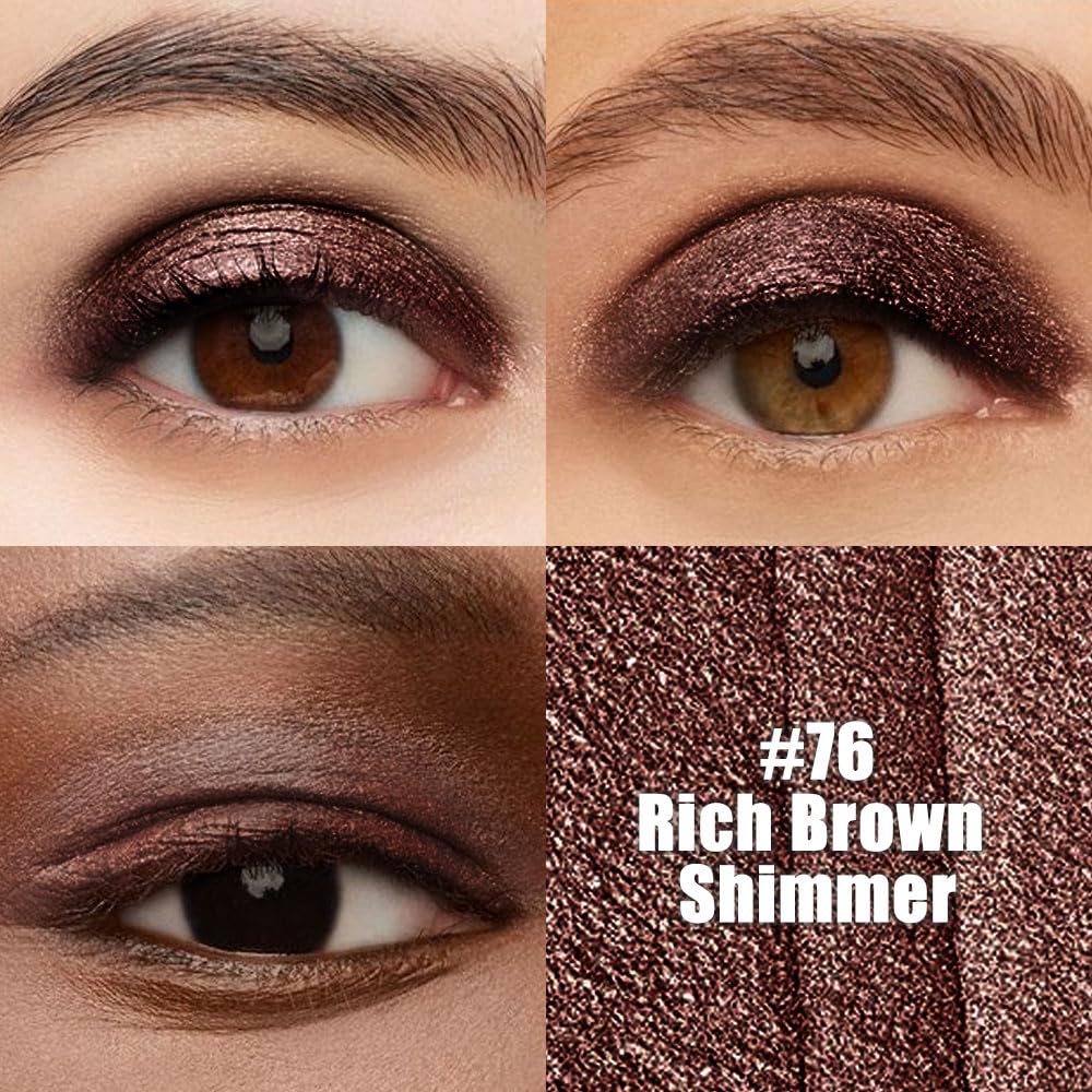 Dark Brown Shimmer Cream Eye Shadow Stick Makeup for Women, Brown Shimmer Eyeliner Pencil Eyeshadow Brightener Stick for Eyes, Waterproof Eyeshadow Applicator Blendable sombras para ojos 76#