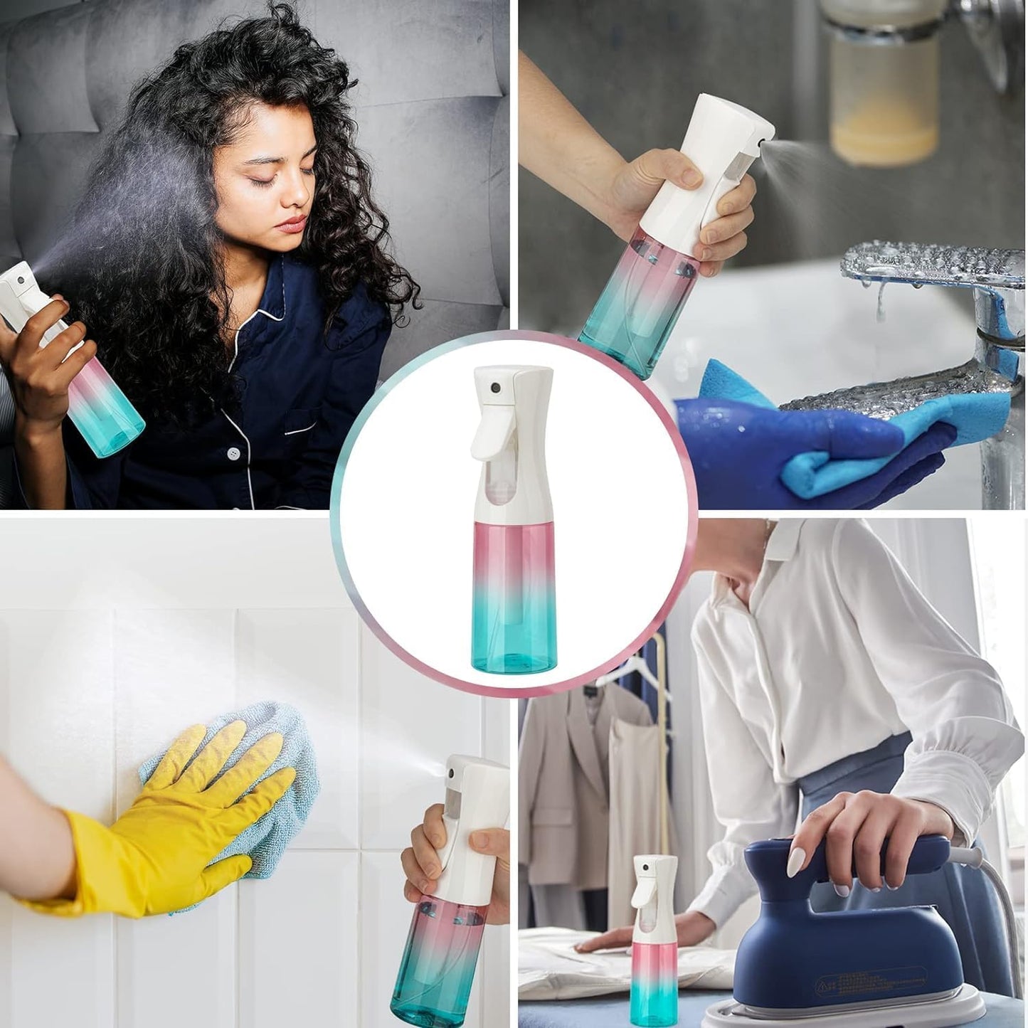 Continuous Spray Bottle, 6.8OZ /200ML Hair Mister Spray Bottle, Fine Mist for Salons,Barber, Plants, Skin Care, Cleaning(Red Blue Gradient,1 Pack)