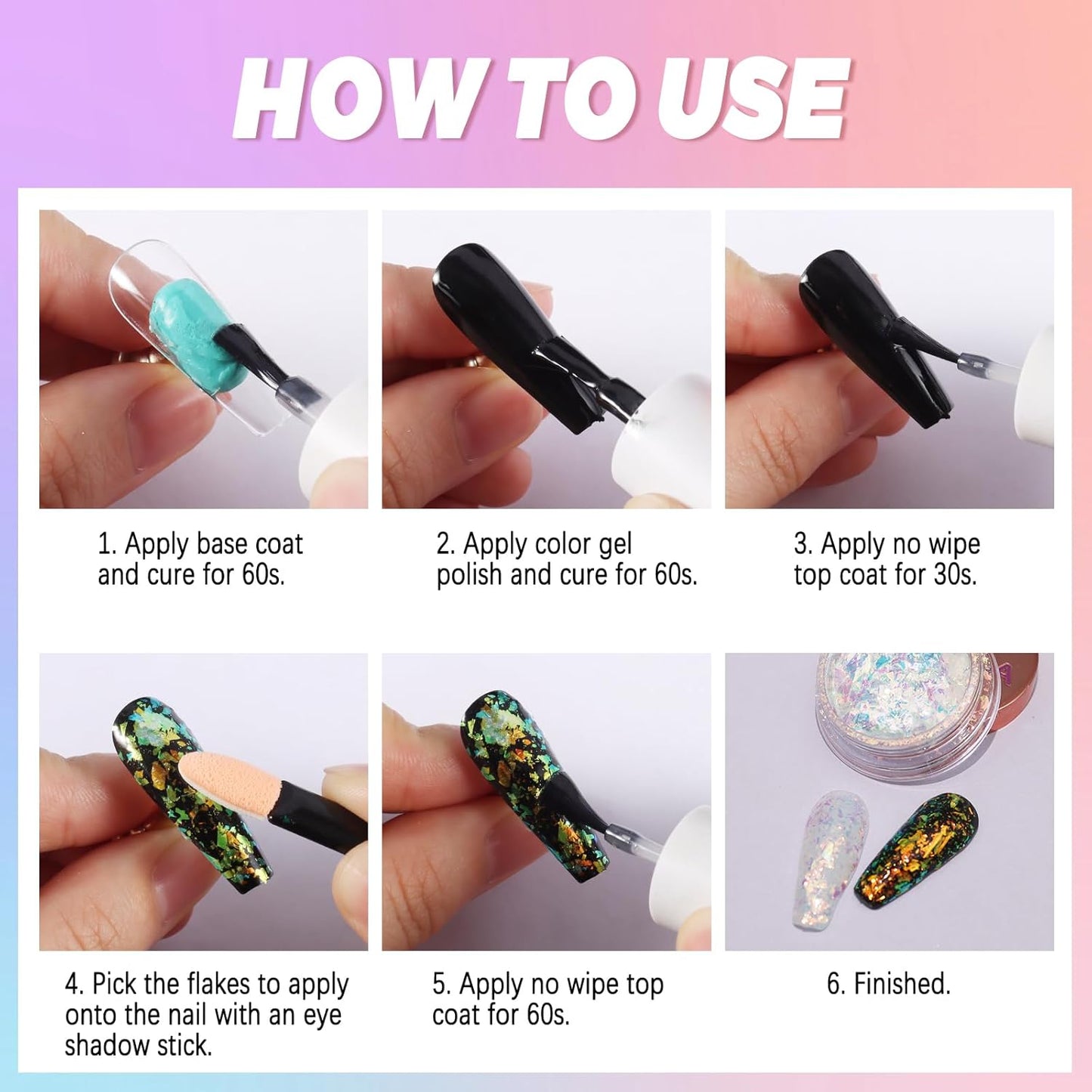 Laza Ice Blue Pearl Chameleon Flakes Nail Glitter Irregular Opal Nail Foil Flakes Chunky Confetti Color-Shift Sequins Iridescent Fairy Dust for Mermaid Nails Design, Nail Decorations for Nail Art