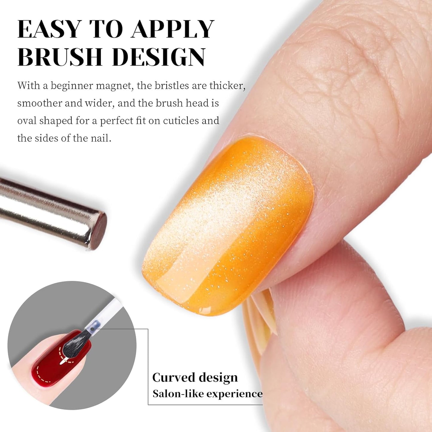 Light Orange Cat Eye Gel Nail Polish - Perfect for DIY at Home & Ideal Gift for Nail Art Lovers!