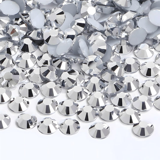Flatback Rhinestones Round Gems for Nails Art and Crafts 4000Pcs SS12 3mm Glitter Crystals Stone DIY Bags Clothes Shoes (Silver)