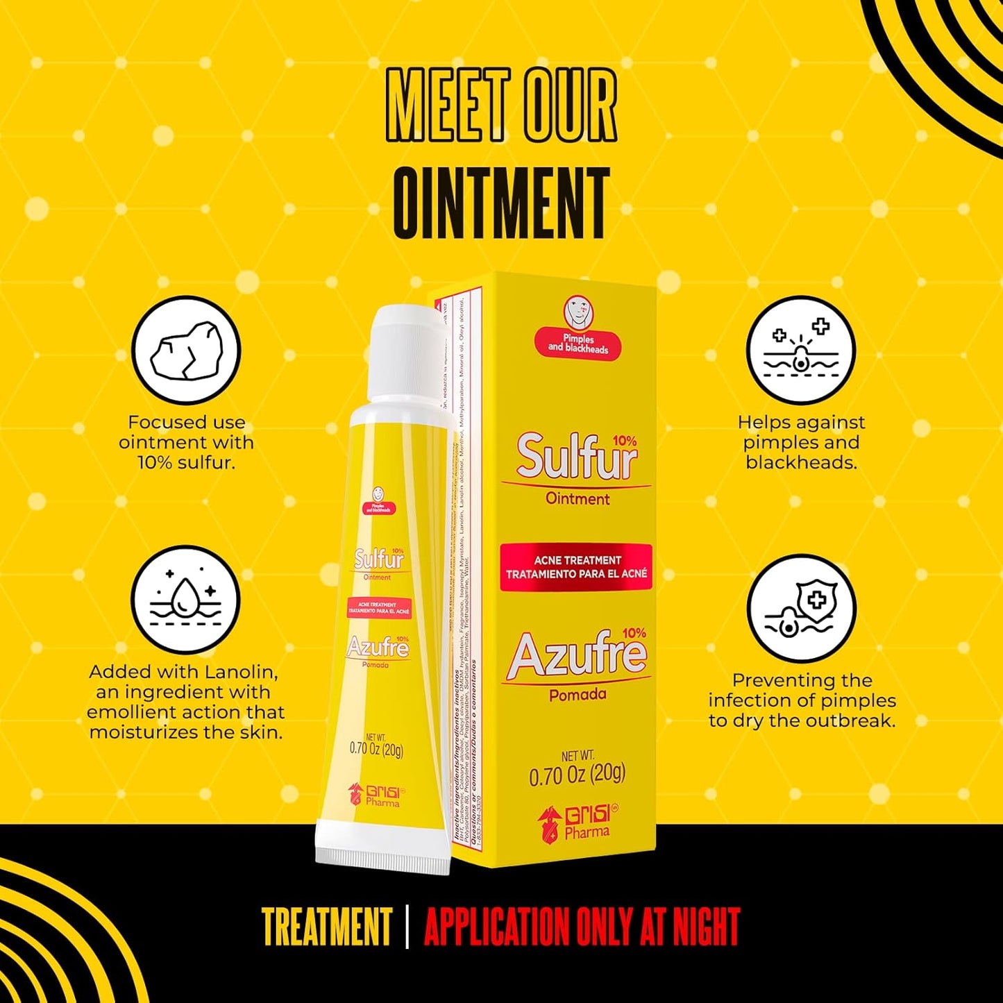 Sulfur Ointment with 10% Sulfur, Assists You in Treating Pimples, Blackheads or Blemishes, Acne Treatment, 2 Count (Pack of 2)