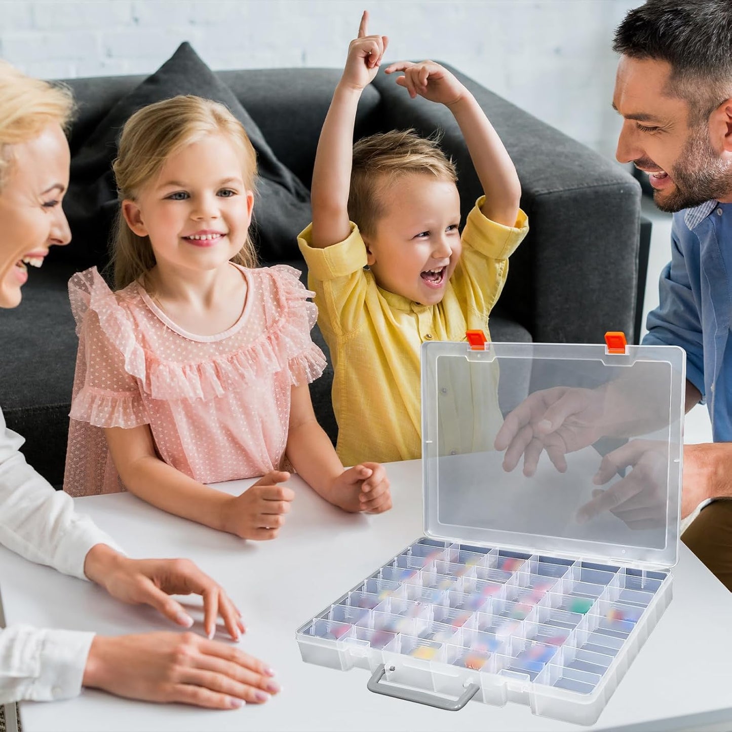 4 Pcs 48 Grids Plastic Toy Storage Case with Dividers for Mini Collectible Toys, Transparent Compartment Organizer Box for Jewelry, Craft, Beads (Box Only)