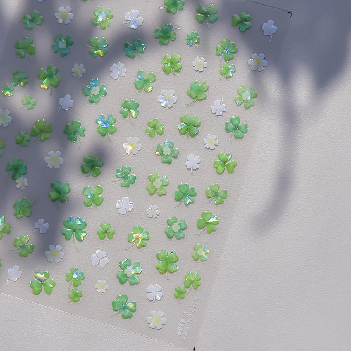 Shamrock Nail Stickers Shell Light St Patricks Day Nail Art Holographic Shamrock Nail Decals Green Clover Stickers for Nails Self Adhesive Nail Art Supplies & Decorations for Women Girls 1 Sheet