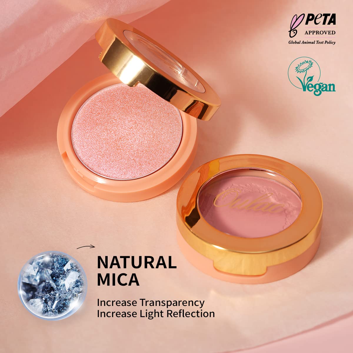 Oulac Holo Highlighter Blush Eyeshadow 2in 1| Intense Subtle Shimmery Blush Creamy Texture| Highlighting Eye Topper| Holographic Color Inner Corner Eye| 4.8g F14 Blue Moon