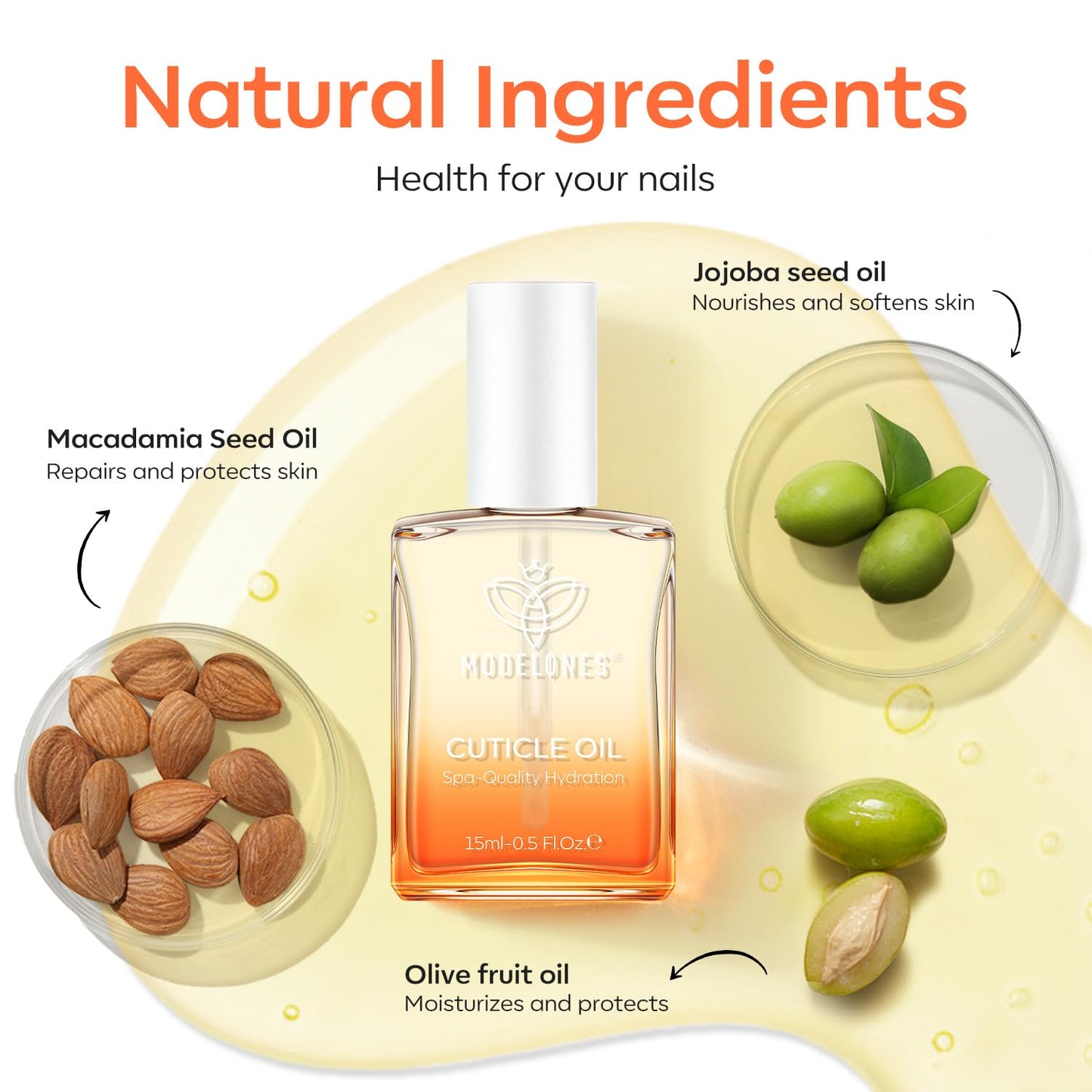 modelones Cuticle Oil Nail Strengthener and Growth Nail Growth Oil Repairs Cuticle & Promote Nail Care Moisturize Dry Skin 15ml
