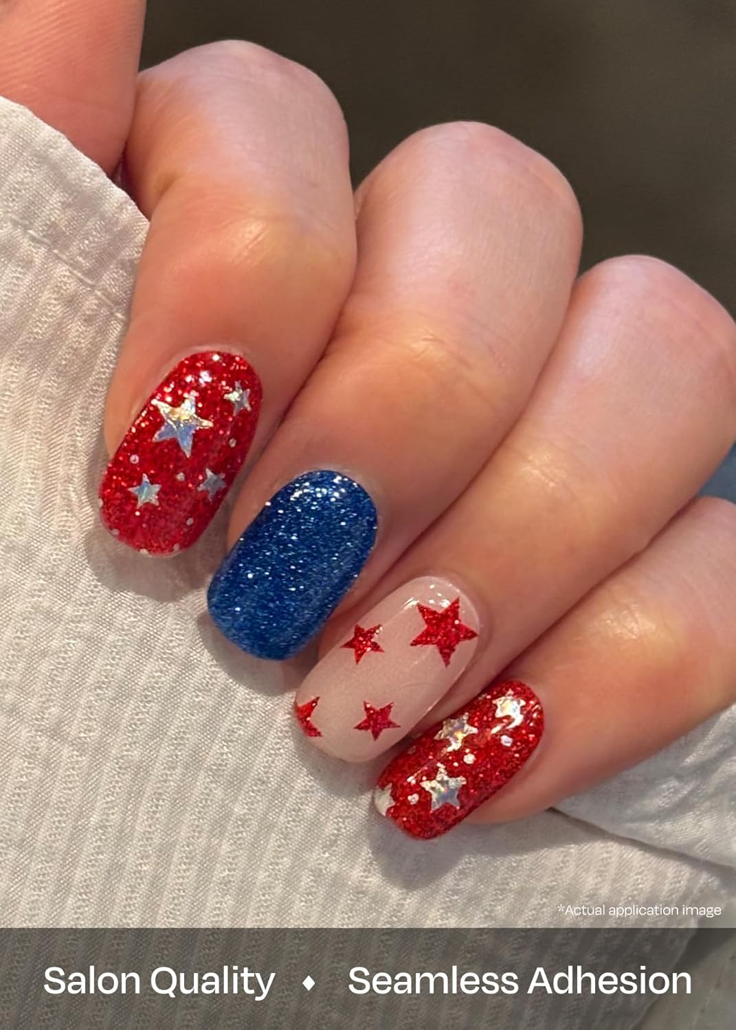 ohora Semi Cured Gel Nail Strips (N Liberated Stars) - Works with Any Lamps, Salon-Quality, Long Lasting, Easy to Apply & Remove - Includes 2 Prep Pads, Nail File & Wooden Stick