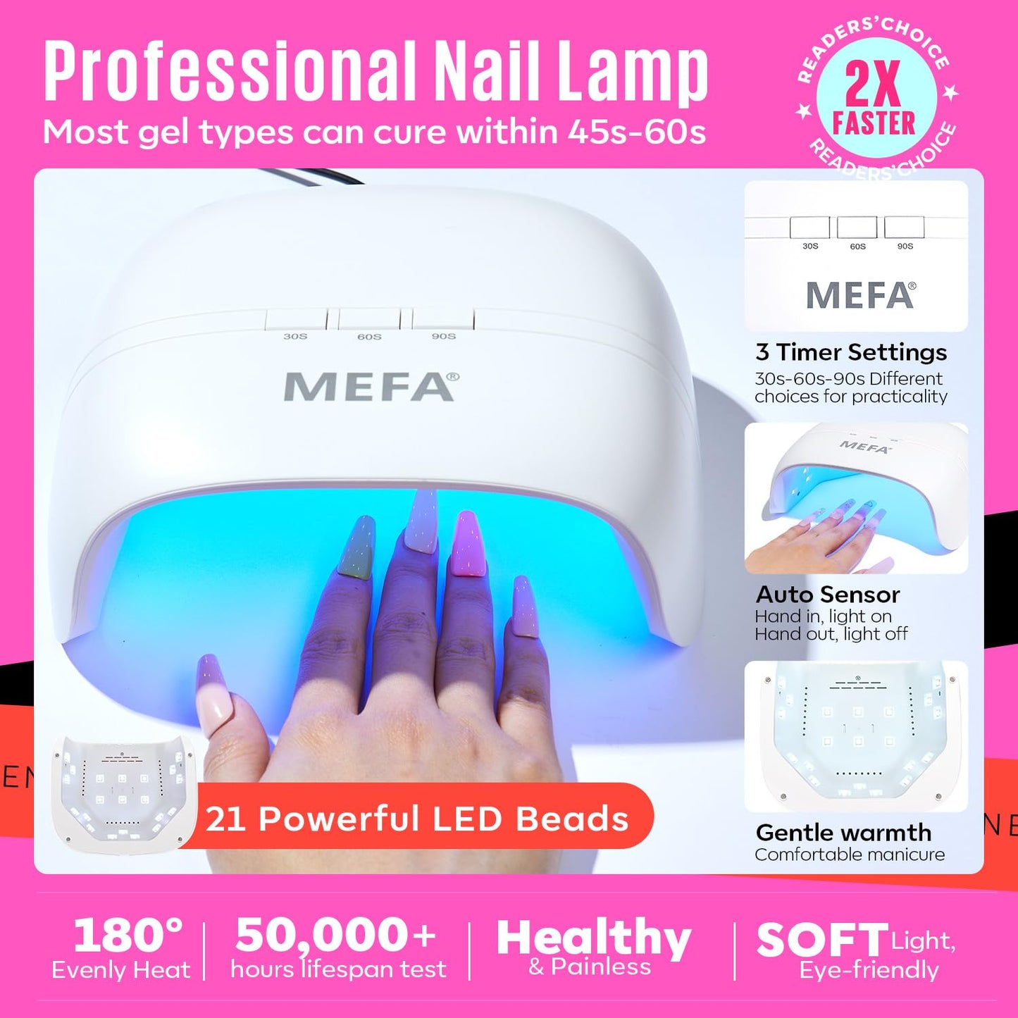 MEFA 34 Pcs Gel Nail Polish Kit with U V Light, 20 Colors All Seasons Soak Off Gel Polish Nail Set with Matte/Glossy Base Top Coat Essential Manicure Tools Nails Art DIY Salon Home