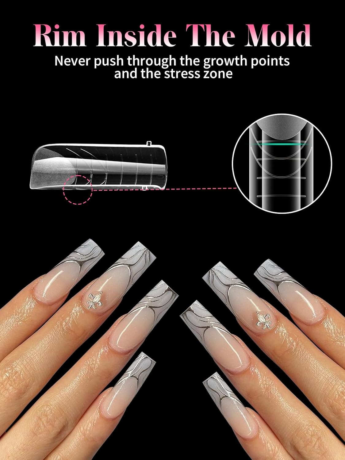 EBANKU 288Pcs Matte Dual Nail Forms, Clear Poly Gel Nail Molds Square Full Cover Coffin Nail Tips Extension Forms for Gel Manicure Nail Art Design Salon&DIY-12 Sizes