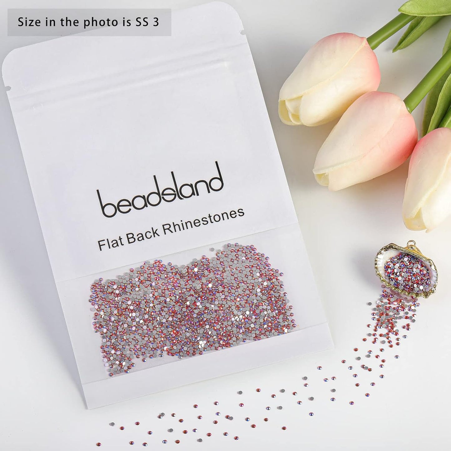 Beadsland 1440 Pieces Flat Back Crystal Rhinestones Round Gems,Hyacinth AB,SS3,1.2-1.4mm
