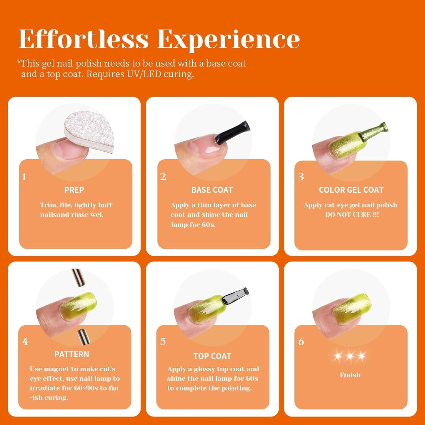 Orange Cat Eye Gel Nail Polish - Perfect for DIY at Home & Ideal Gift for Nail Art Lovers!