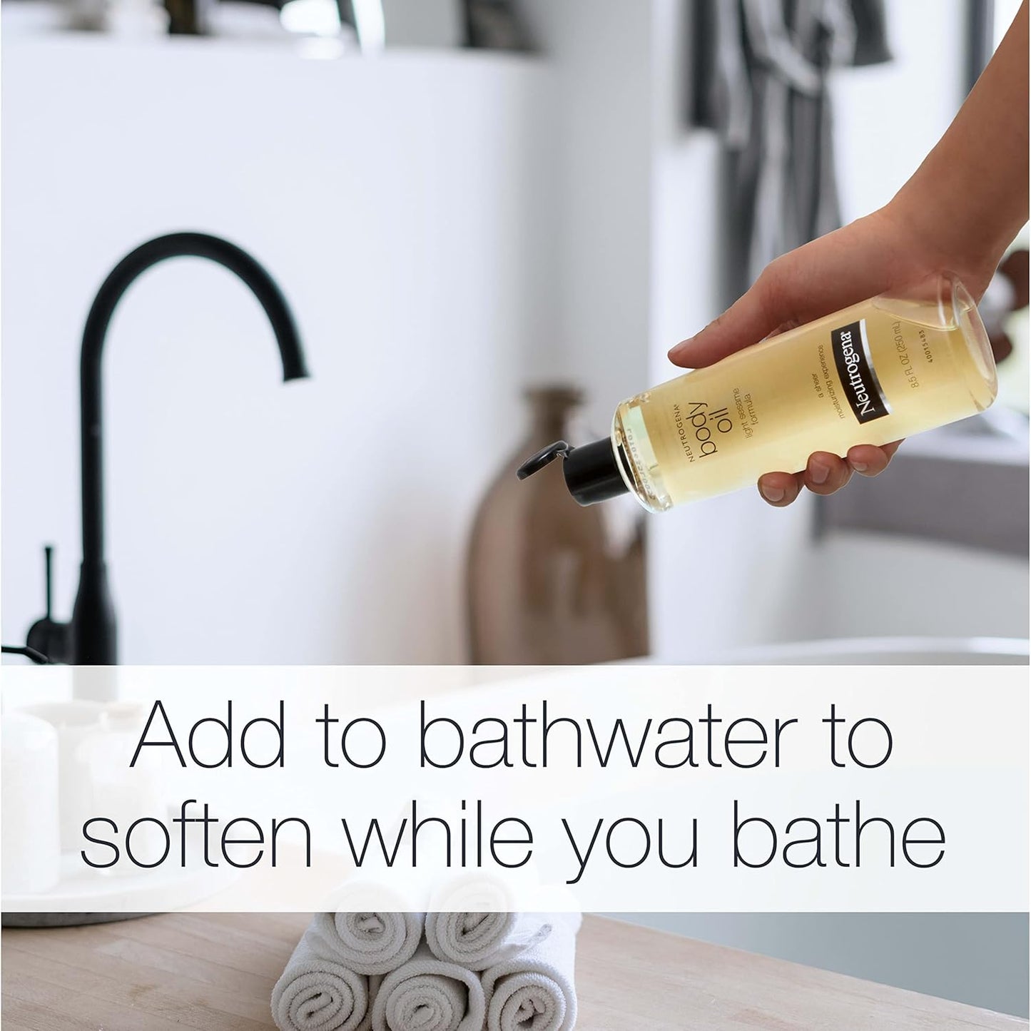 Neutrogena Body Oil Light Sesame Formula for Radiant Healthy-Looking Glow, Moisturizer for Dry Skin, Lightweight Non-Greasy Fast-Absorbing Bath and Massage Shower Oil, 16 Fl Oz Bottle Size