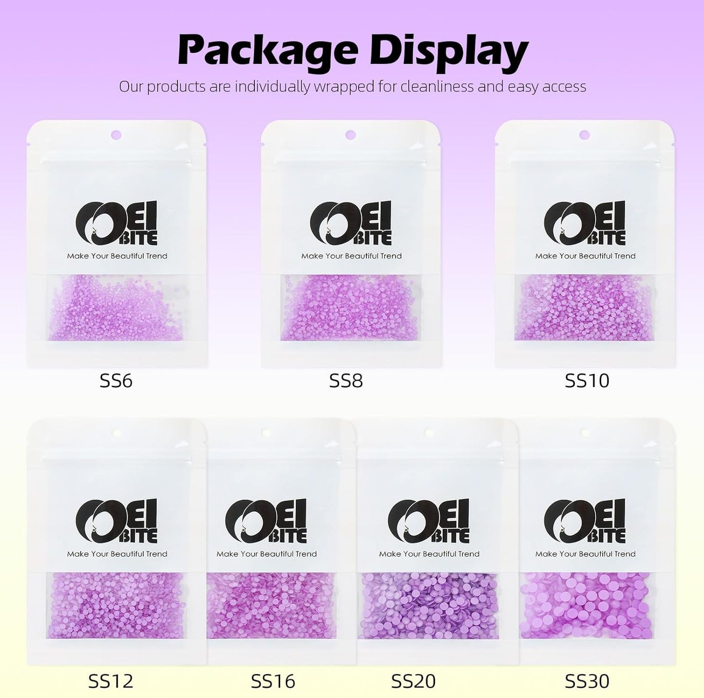 Mocha Lt.Purple Flatback Rhinestones, Glass Rhinestones for Nail Art and Craft, Glue Fix, Loose Crystal Gemstones(Mocha Lt.Purple, SS12, 1440pcs, 2.9-3.0mm)