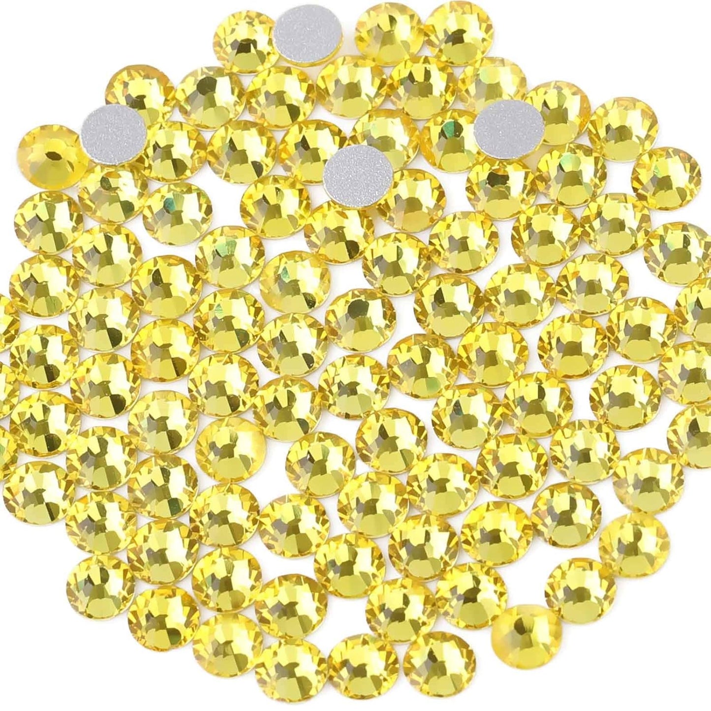 beadsland 1440 Piece Flat Back Crystal Rhinestones Round Gems,1.3mm-6.5mm,Lemon Yellow(SS10(2.7-2.8mm))
