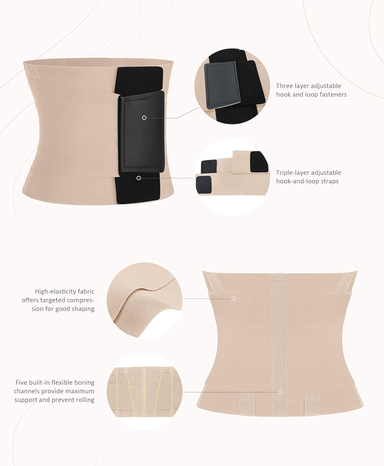 FeelinGirl Waist Trainer Long Torso Waist Cincher Trimmer Ab Belt Tummy Control Body Shaper Triple Wrap Women and Men