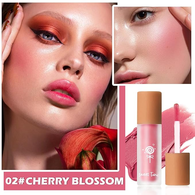 Liquid Blush Cream Blush Soft Matte Blush Liquid Stick for Cheeks Natural Cream Blush Makeup Dewy Face Blush Cosmetics - 02 Pink