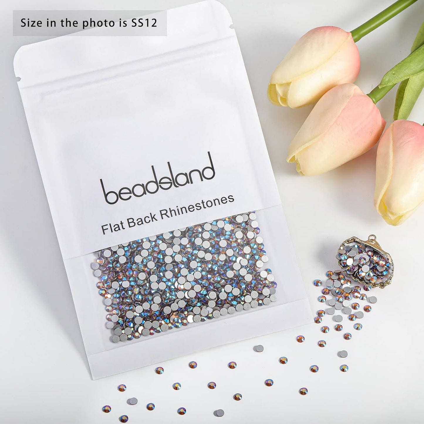 beadsland 1440 Pieces Flat Back Crystal Rhinestones Round Gems, Lt.Colorado Topaz AB,SS12,3.0-3.2mm