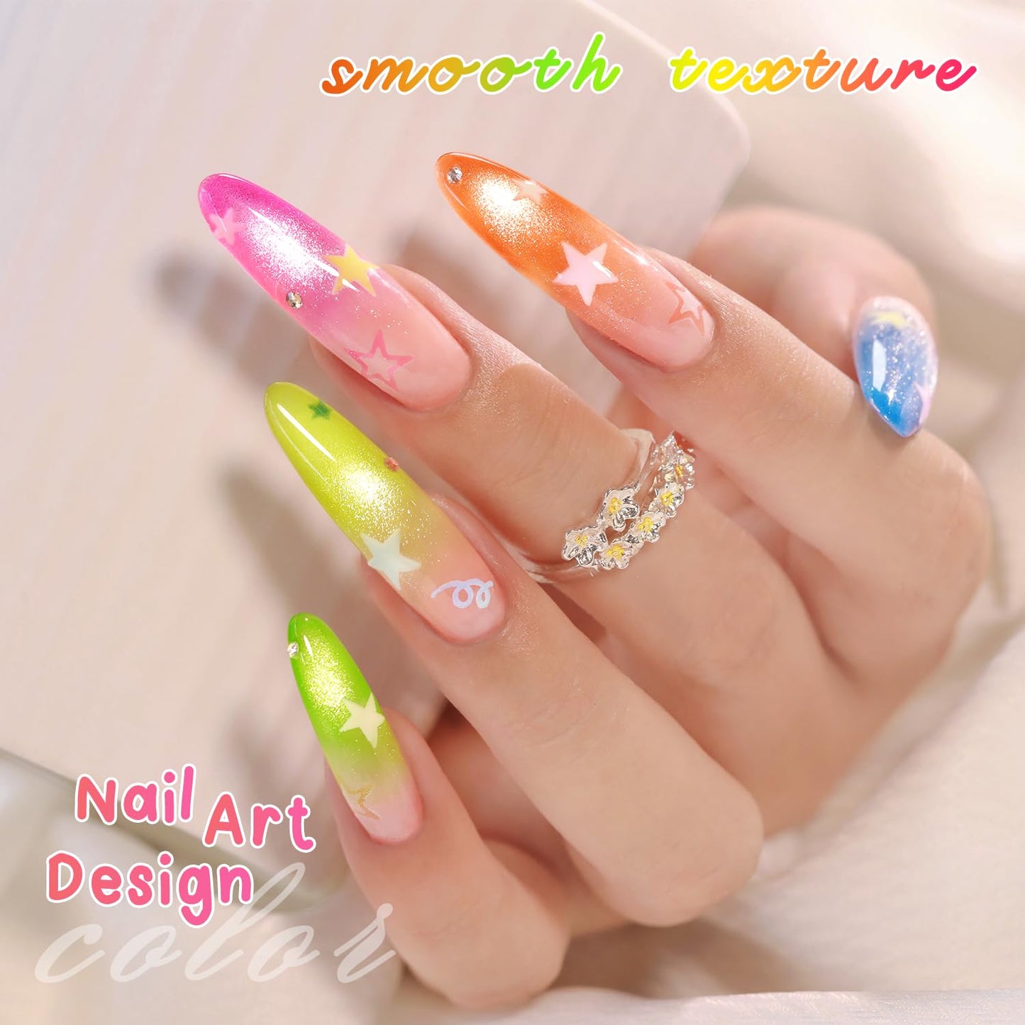 Double Rhythm 6 Colors Cat Eye Gel Polish Set Shimmer Glitter with Magnet Holographic Reflective Magnetic UV Nail Art Kit (6-Kit-53)