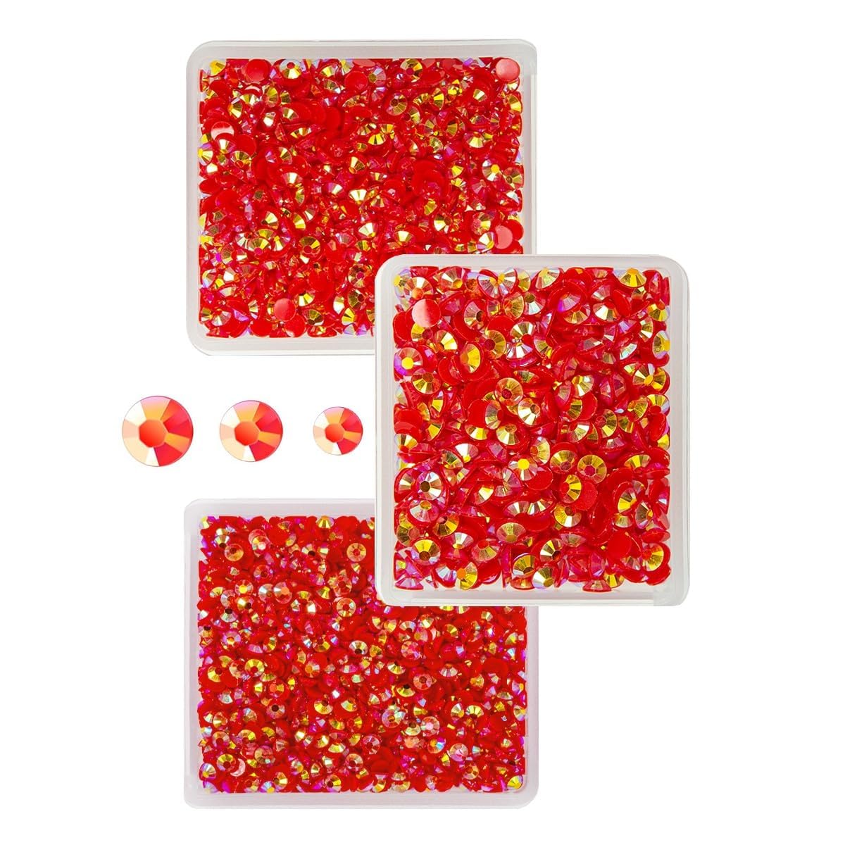 Red AB Resin Rhinestones for Crafting 3mm 4mm 5mm Flatback Jelly Stones Bulk SS10 SS16 SS20 Diamonds Crystals Gems Charms for Nails Face Eyes Makeup Body Tumblers Bottles Decor DIY Crafts Shoes