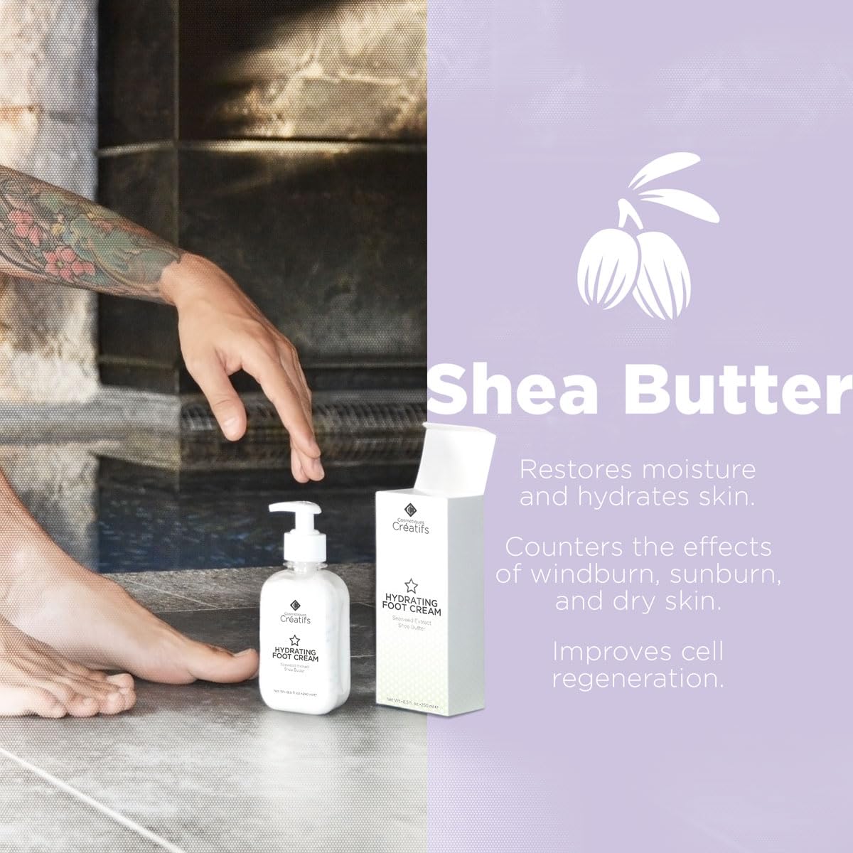 Hydrating Foot Cream for Dry Cracked Heels and Feet, 8.5 fl. oz., Deep Moisturizing Seaweed Extract and Shea Butter, Restores Soft Supple Skin