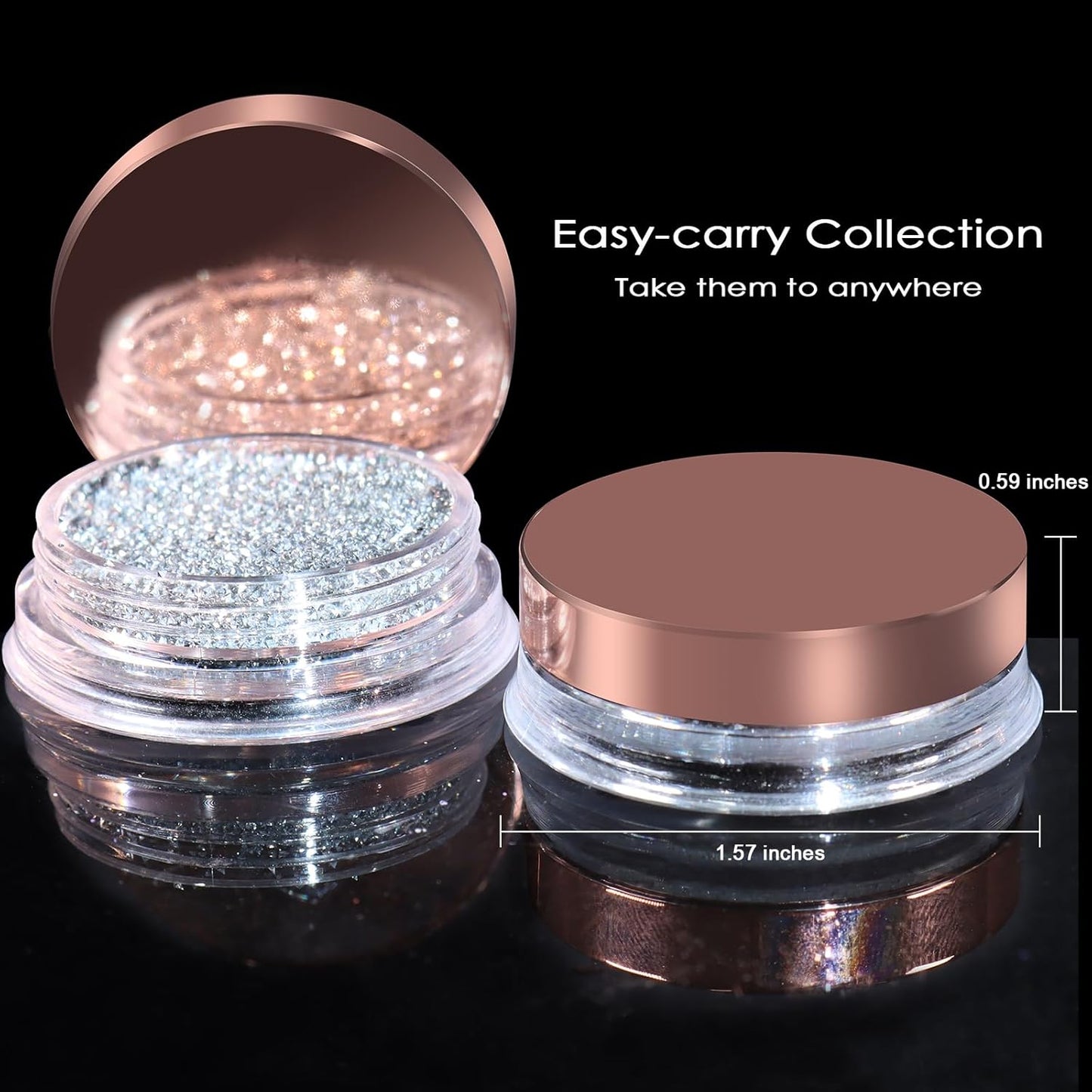 Allstarry Nail Glitter, 2 Colors Sparkling Silver Reflective Glitter Shiny White Diamond Dust Shimmery Sequins Crystal Gems for Nail Art Disco Party Nightclub Raves Festivals Concert Shows Wedding