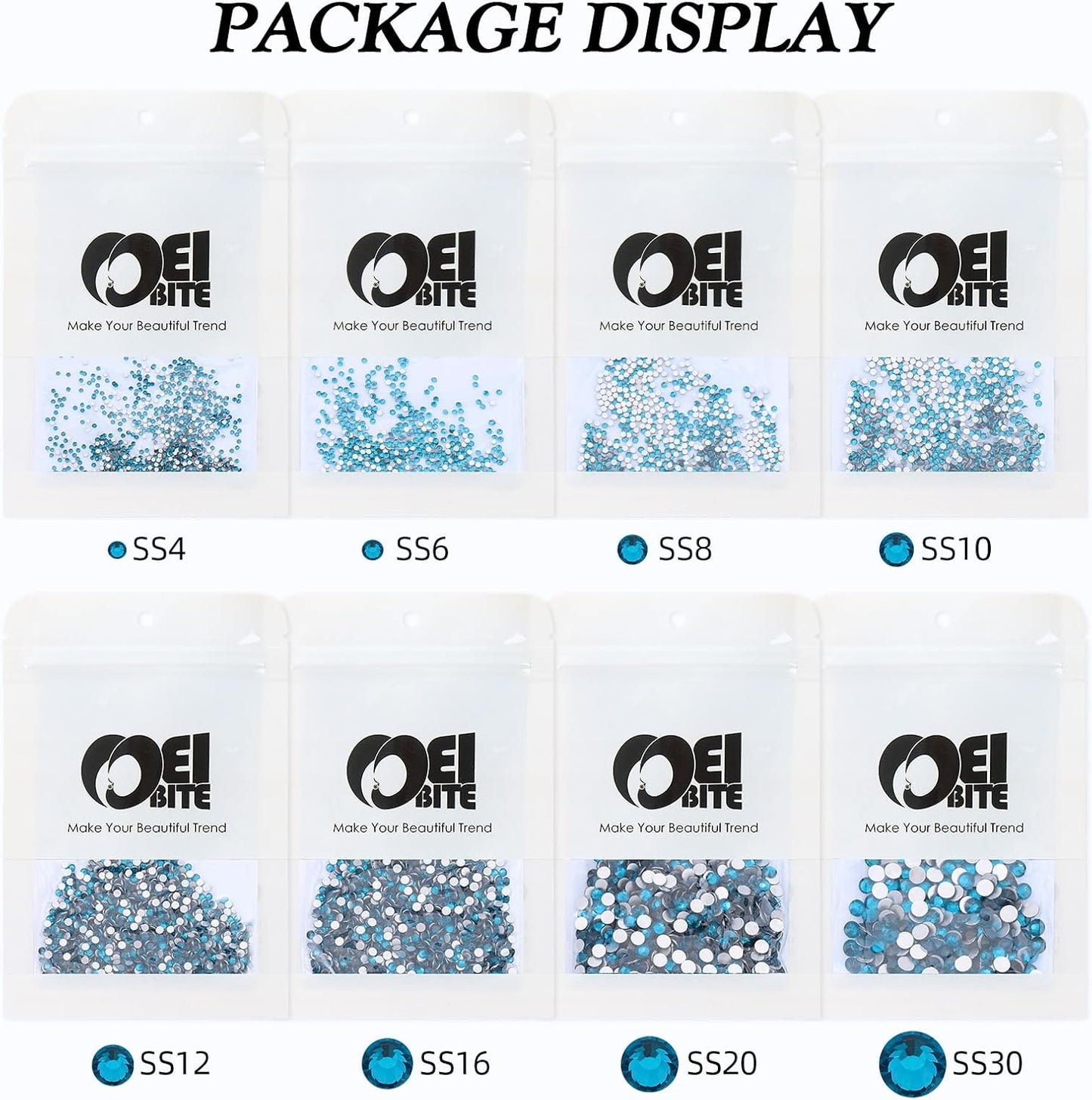Malachite Blue Flatback Rhinestones, Glass Rhinestones for Nail Art and Craft, Glue Fix, Loose Crystal Gemstones(Malachite Blue, SS16, 1440pcs, 3.8-4.0mm)