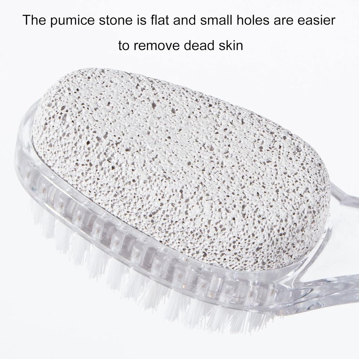 2 Pcs Foot Pumice Stone Brush Calluses Remover, Ooloveminso Large Foot Scrubber Foot File with Handle 2 in 1 Suitable for Horniness Foot Spa, Foot Care Smooth Skin (Transparent)