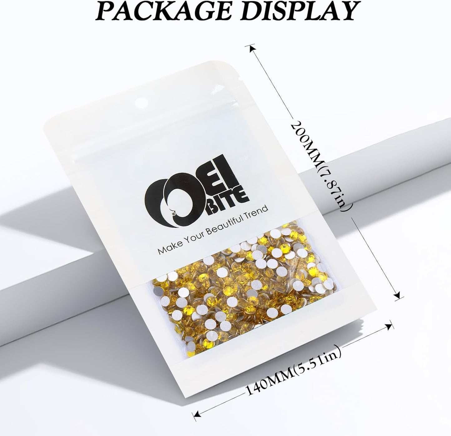 Yellow Flatback Rhinestones, Glass Rhinestones for Nail Art and Craft, Glue Fix, Loose Crystal Gemstones(Yellow, SS16, 2880pcs, 3.8-4.0mm)