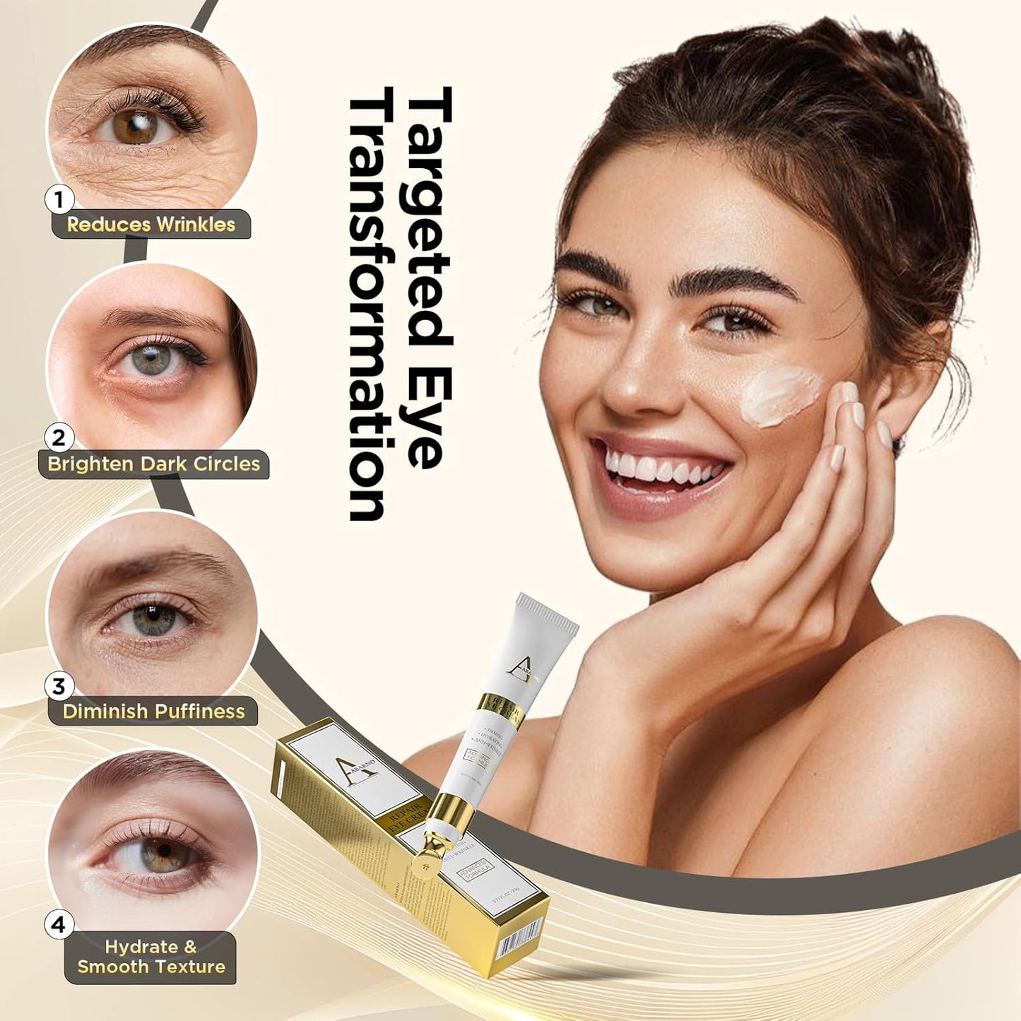 Retinol Eye Cream for Dark Circles and Puffiness – Hydrating Eye Serum for Wrinkles and Fine Lines, Anti-Aging Under Eye Cream for Women, 0.71 fl oz