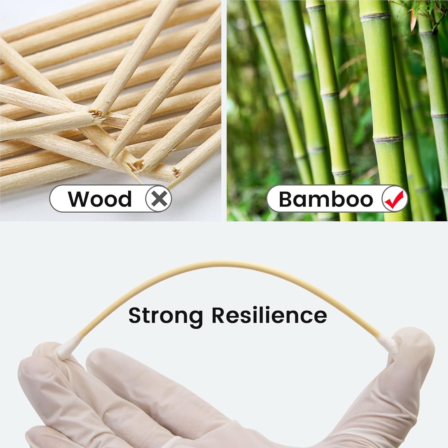 PINGMIC 400 (800 Tips) 6-Inch Gun Cleaning Swabs with Storage Box - Lint-Free Cotton Swabs for Gun Cleaning, Makeup & Electronics